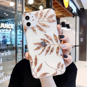 NEW iPhone 12/11/Pro/Max/XR Gold Leaves case